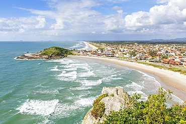 Elevated view over Saudade Beach, Sao Francisco do Sul, Santa Catarina, Brazil, South America