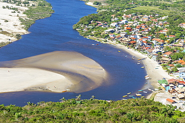 Elevated view from Urubu Rock over Guarda do Embau, Santa Catarina, Brazil, South America