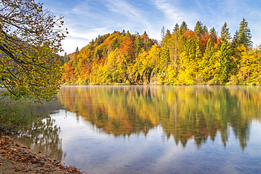 Lake Kozjak inside Plitvice Lakes National Park during autumn, UNESCO World Heritage Site, Croatia, Europe