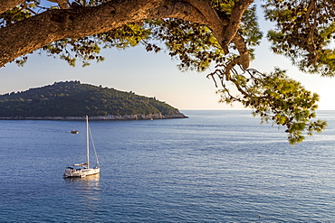 View to Lokrum Island at sunset, Dubrovnik, Croatia, Europe