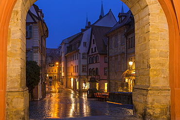 View from the gate of the old town hall, Bamberg, UNESCO World Heritage Site, Upper Franconia, Bavaria, Germany, Europe