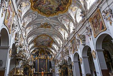 Interior of the Romanesque St. Emmeram's Basilica, Regensburg, UNESCO World Heritage Site, Bavaria, Germany, Europe