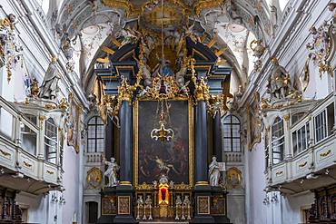 Interior of the Romanesque St. Emmeram's Basilica, Regensburg, UNESCO World Heritage Site, Bavaria, Germany, Europe