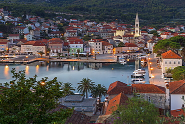 View over the old town of Jelsa on Hvar Island, Croatia, Europe