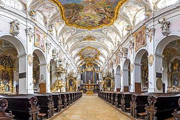 Interior of the Romanesque St. Emmeram's Basilica, Regensburg, UNESCO World Heritage Site, Bavaria, Germany, Europe