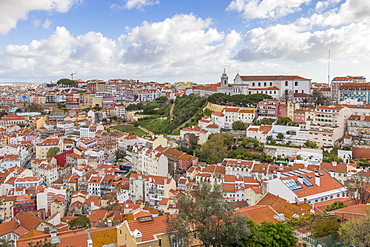 View from Sao Jorge Castle over the city centre, Lisbon, Portgual, Europe