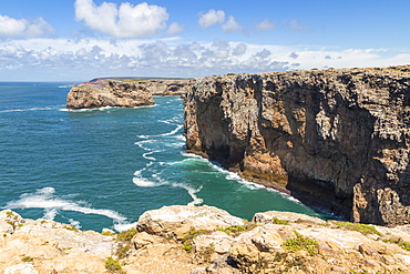 Rocky coastline at Cape Saint-Vincent, Sagres, Algarve, Portugal, Europe