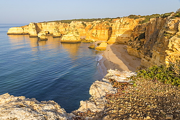 Elevated view over Marinha Beach, Algarve, Portugal, Europe