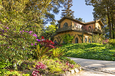 Chalet and Garden of the Countess D'Edla inside the Pena National Park, Sintra, Portugal, Europe