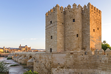 Calahorra Tower, UNESCO World Heritage Site, with view to the Mosque-Cathedral, Cordoba, Andalusia, Spain, Europe