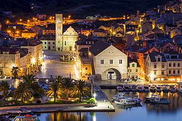 The old town of Hvar Town at dawn, Hvar, Croatia, Europe