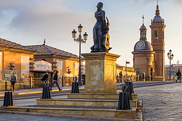 Triana al Arte flamenco monument at first sunlight, Triana Neighborhood, Seville, Andalusia, Spain, Europe