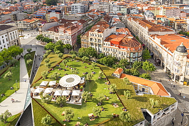 Lisbon Square seen from the bell tower of Clerigos Church, Porto, Portugal, Europe