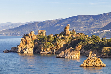 The ancient Caldura watch tower near Cefalu, Sicily, Italy, Europe