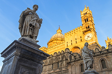 The Palermo Cathedral (UNESCO World Heritage Site) at first sunlight, Palermo, Sicily, Italy, Europe