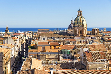 View from Santissimo Salvatore Church over the old town, Palermo, Sicily, Italy, Europe