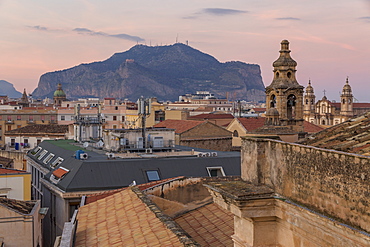 View from Santa Caterina d'Alessandria Church to Mount Pellegrino, Palermo, Sicily, Italy, Europe