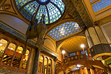 The art-nouveau atrium of the famous Lucerna Palace Shopping Arcade, Prague, Bohemia, Czech Republic, Europe