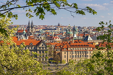 Elevated view from Letna Park over the old town, UNESCO World Heritage Site, Prague, Bohemia, Czech Republic, Europe