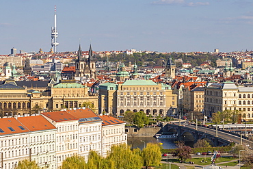 View from Prague Castle to the old town, UNESCO World Heritage Site, Prague, Bohemia, Czech Republic, Europe