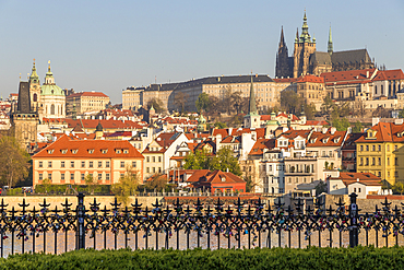 View from Krizovnicke Square to the Mala Strana District and Prague Castle, Prague, Bohemia, Czech Republic, Europe