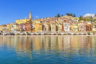 The old town with the Saint-Michel-Archange Basilica, Menton, Alpes Maritimes, Cote d'Azur, French Riviera, Provence, France, Mediterranean, Europe