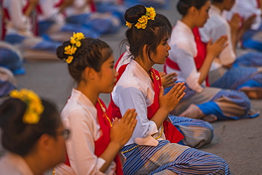 Opening ceremony for Loy Krathong and Yee Peng Festival at Three Kings Monument, Chiang Mai, Thailand, Southeast Asia, Asia