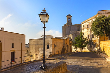 Via dei Cesari, the Cathedral of Santa Maria Assunta in the background, Ugento, Puglia, Italy, Europe