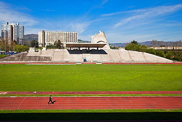 Le Corbusier's Stadium, Site Le Corbusier, Firminy, Loire Department, Auvergne-Rhone-Alpes, France, Europe