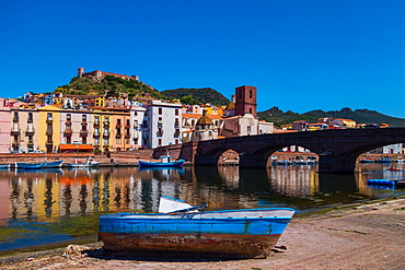 Castle of Serravalle above the Temo River of Bosa, Sardinia, Italy, Europe