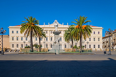 Palazzo della Provincia in the town square Piazza d'Italia, Sassari, Sardinia, Italy, Europe