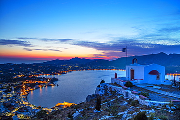 View from the Castle, Leros Island, Dodecanese, Greek Islands, Greece, Europe