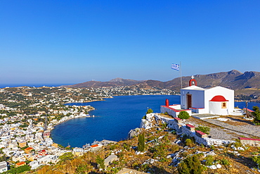 View from the Castle, Leros Island, Dodecanese, Greek Islands, Greece, Europe