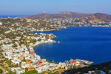 View from the Castle, Leros Island, Dodecanese, Greek Islands, Greece, Europe