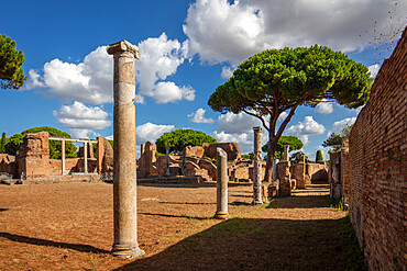 Surroundings of the Terme del Foro, Ostia Antica, Rome, Lazio, Italy, Europe