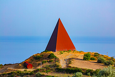 Piramide - 38 Parallelo, artwork by Mauro Staccioli, Motta d'Affermo, Messina, Sicily, Italy, Europe