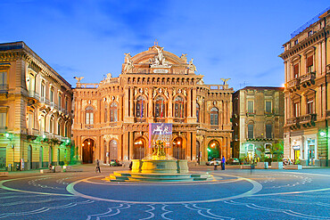 Piazza Bellini and Bellini Theater, Catania, Sicily, Italy, Europe