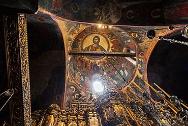 The Monastery of Saint John the Theologian, The Main Church, frescoes in the dome, UNESCO World Heritage Site, Patmos, Dodecanese, Greek Islands, Greece, Europe