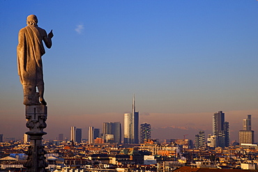 View from the terrace of the Cathedral, Milan, Lombardy, Italy, Europe