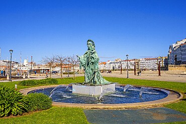 Monument to the Virgin of Carmen and fountain, La Coruña, Galicia, Spain