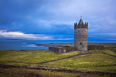 Doonagore Castle, Doolin, Cliffs Coastal Walk, County Clare, Munster, Republic of Ireland, Europe