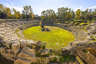 Roman Amphitheatre, Neapolis Archaeological Park, Syracuse, Sicily, Italy