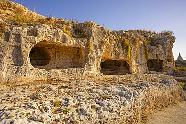 Catacombs built during the persecution of Christians of the Roman Empire of Syracuse, Neapolis Archaeological Park, Syracuse, Sicily, Italy