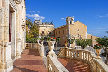 Piazza IX Aprile, Church of Sant'Agostino, Taormina, Messina, Sicily, Italy, Taormina, Messina, Sicily, Italy