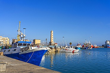 San Giacomo Lighthouse, Port of Licata, Licata, Agrigento, Sicily, Italy