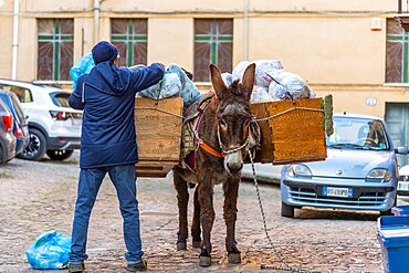 Garbage collection, Castelbuono, Palermo, Sicily, Italy