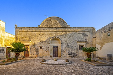 typical house with internal courtyard in Lecce stone, Melpignano, Lecce, Salento, Apulia, Italy