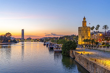 Guadalquivir river, Tower of Gold, Seville, Andalusia, Spain