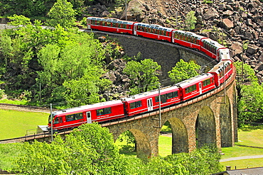 The Bernina Express, Viaduct of Brusio, UNESCO World Heritage Site, Lombardy, Italy, Europe