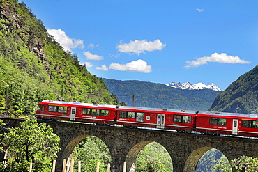 The Bernina Express, Viaduct of Brusio, UNESCO World Heritage Site, Lombardy, Italy, Europe